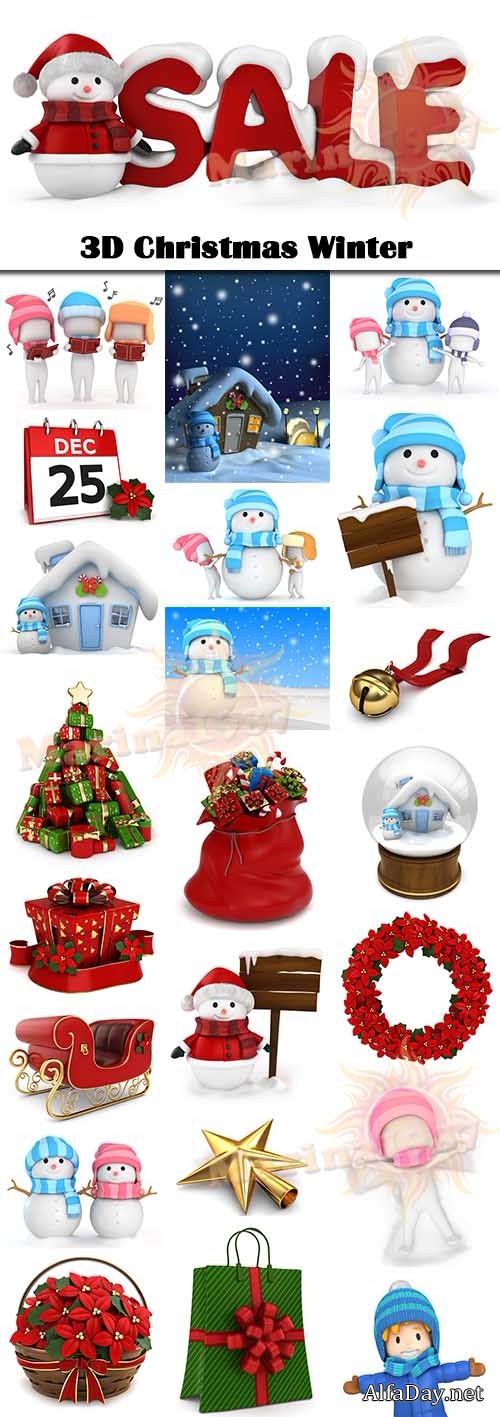 ���������� 3D ������� - ���������, ����, ������� / 3D Christmas Winter