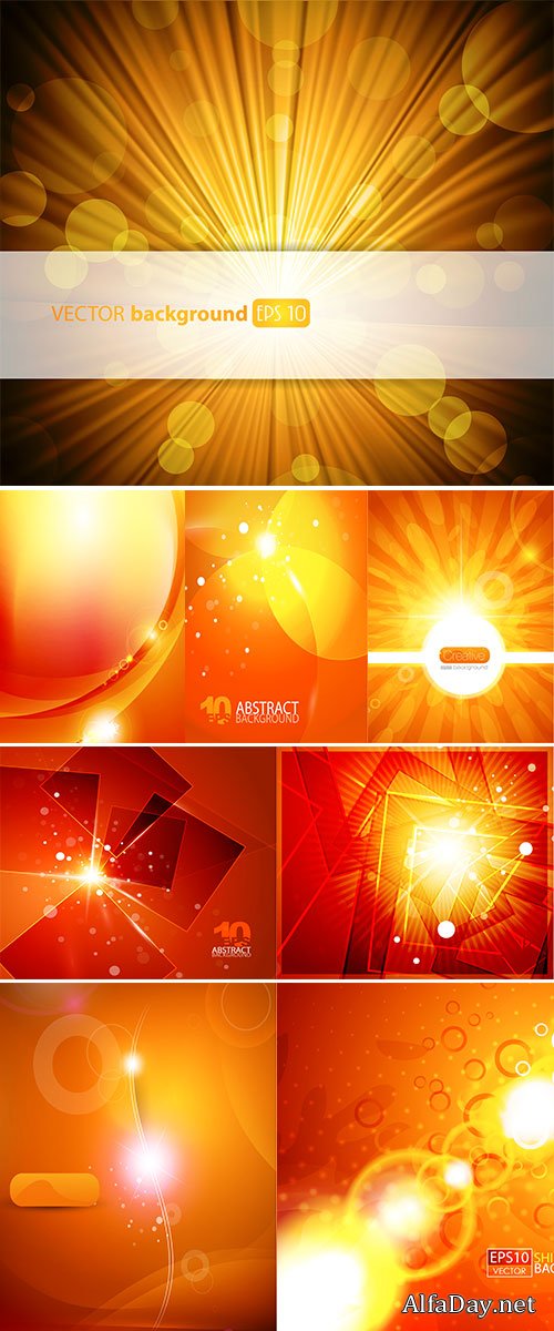 Stock Orange shiny abstract background vector