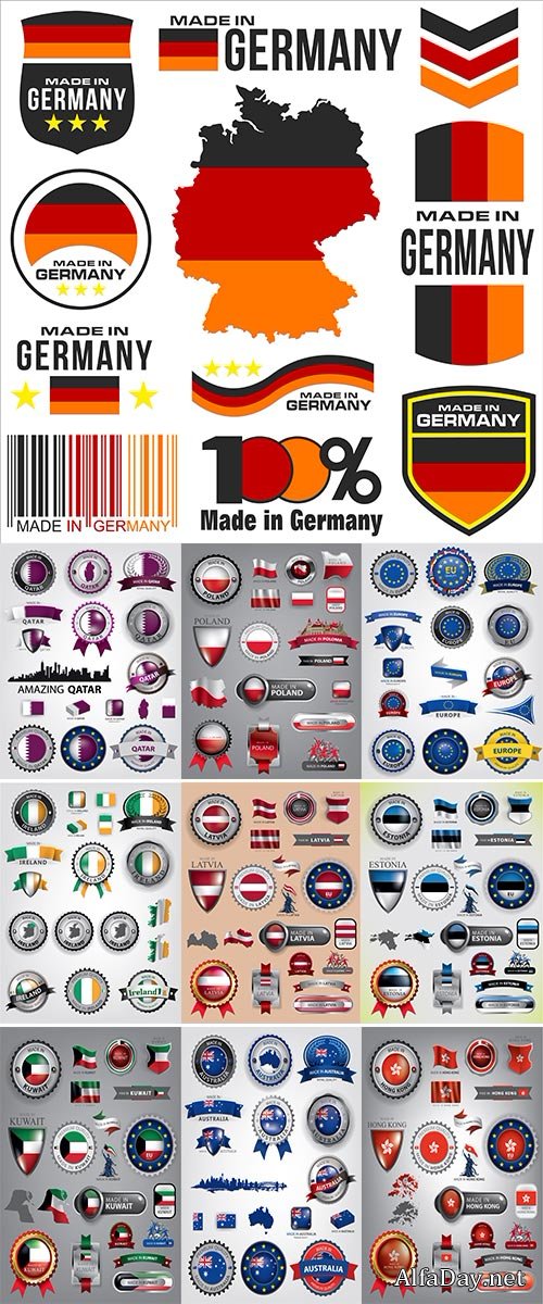 Stock Seals and flag country, Made in,vector