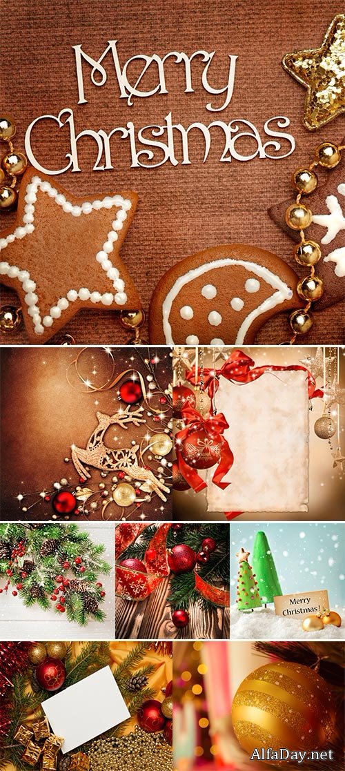 Stock Photo Christmas frame for greeting card with decorative christmas