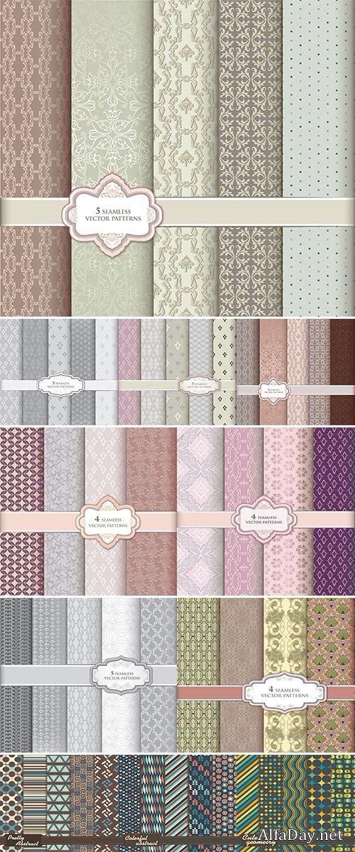 Stock Seamless pattern set in retro style, vector
