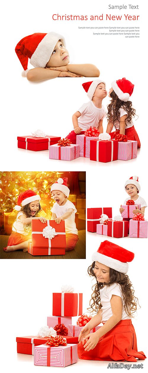 Children and the New Year, gifts for the new year - stock photos