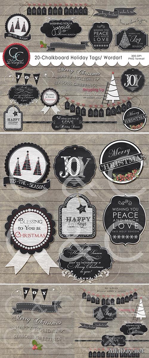 Chalkboard Holiday Tags - WordArt