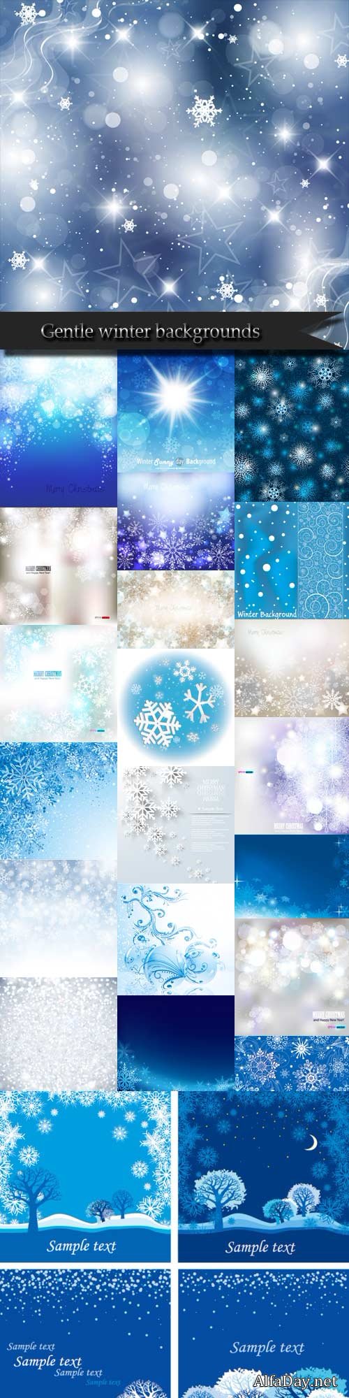 ���������� ���� � ������� / Gentle winter backgrounds vector