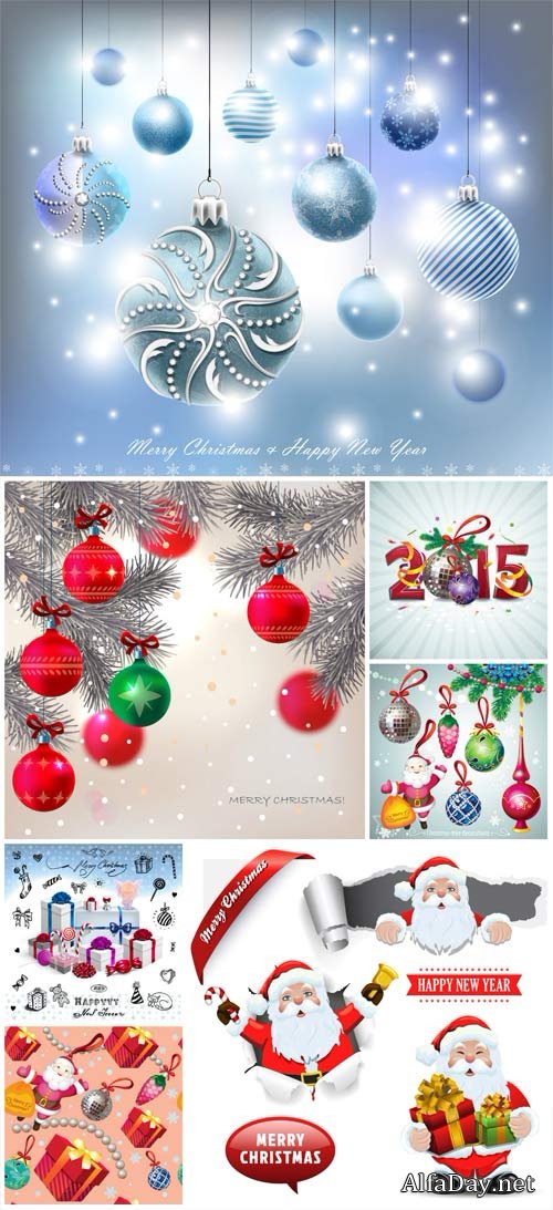 Christmas, Christmas balls, santa claus vector