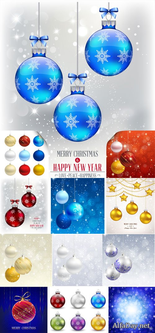Christmas and New Year, vector background, Christmas balls