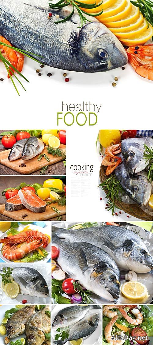 Fish and seafood dishes - stock photos