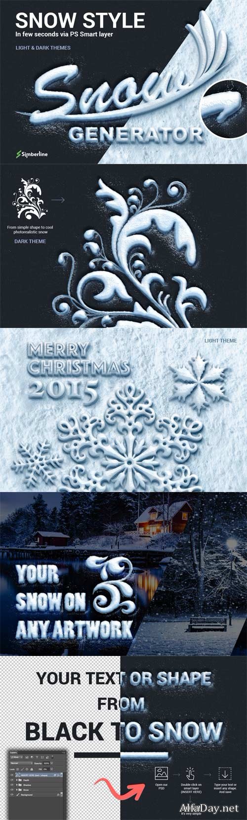 PSD ����� ��� �������� ������� ����� / Snow Generator Photoshop Styles