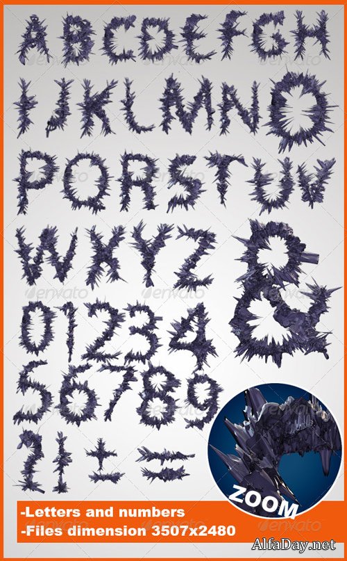 GraphicRiver - 3D Spike alphabet and numbers