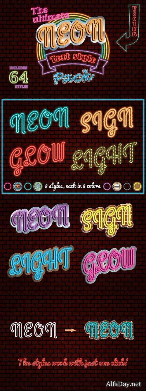 �������� ����� ��� �������� / Neon Text Styles Pack