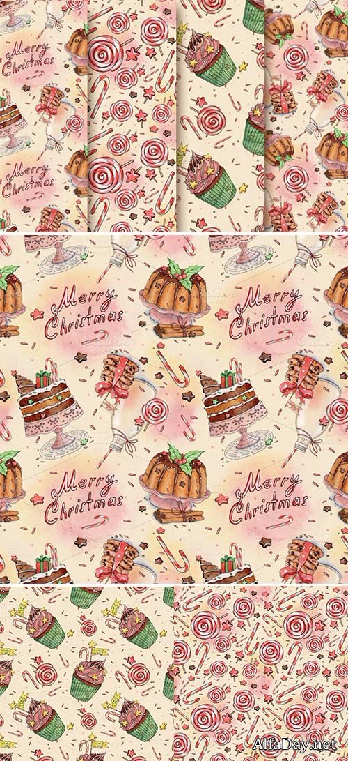 Christmas watercolor pattens