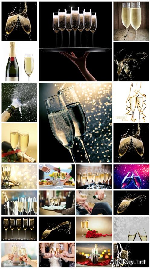 Champagne, festive table with drinks - stock photos
