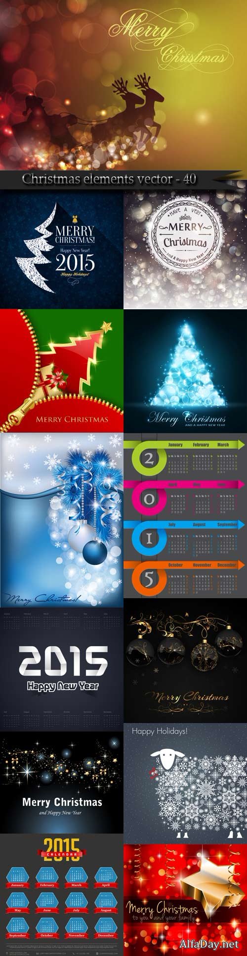 �������������� �������, ������ ����, ��������� ��������� / Christmas elements vector
