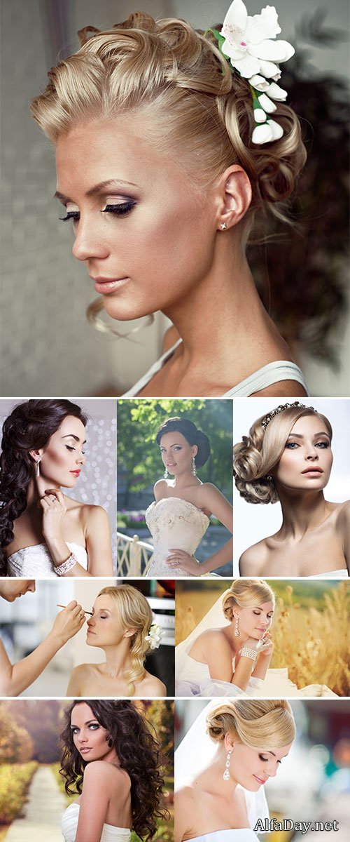 Stock Photo Beautiful bride with fashion hairstyle and make-up
