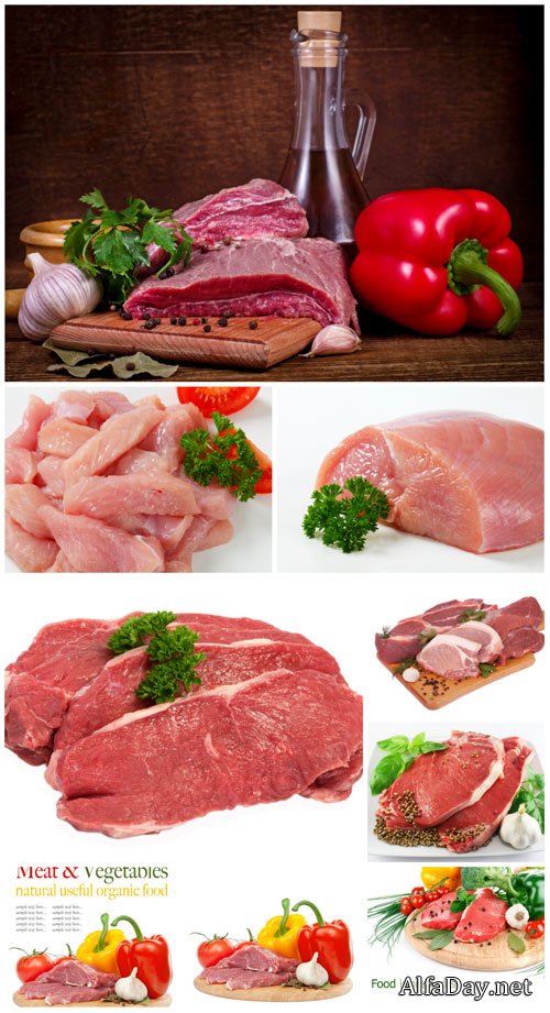 Fresh meat with vegetables - stock photos