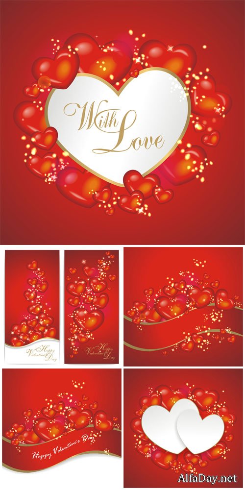 ������� � �������� ���� ��. ��������� ��������� ������� / Valentine's Day cards and banners vector