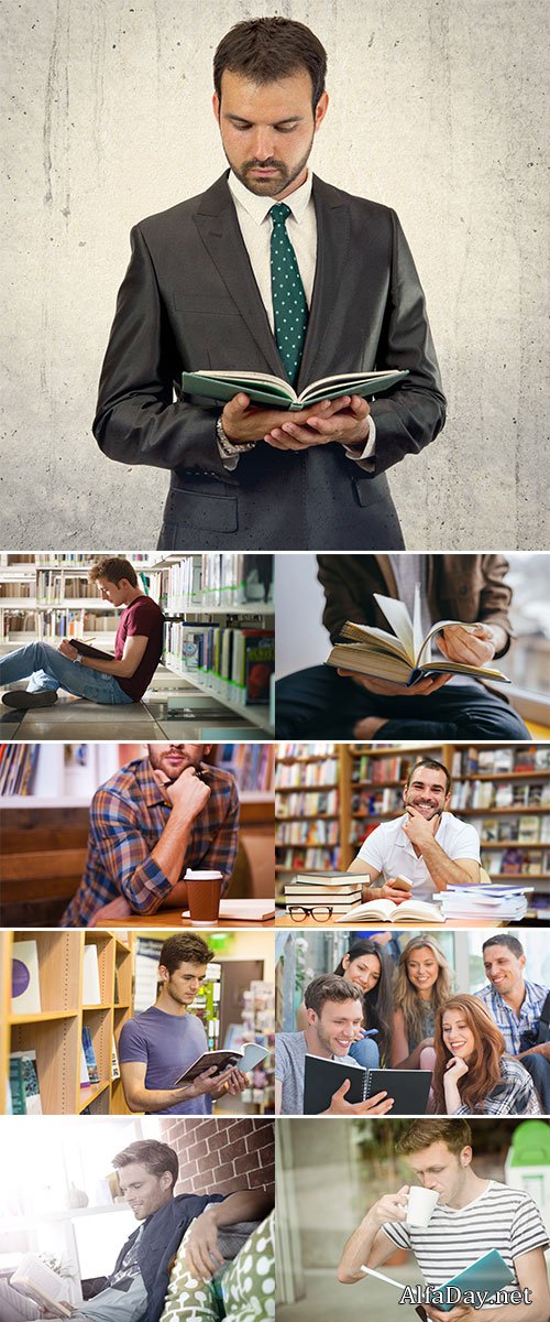 Stock Photo Young man reading a book