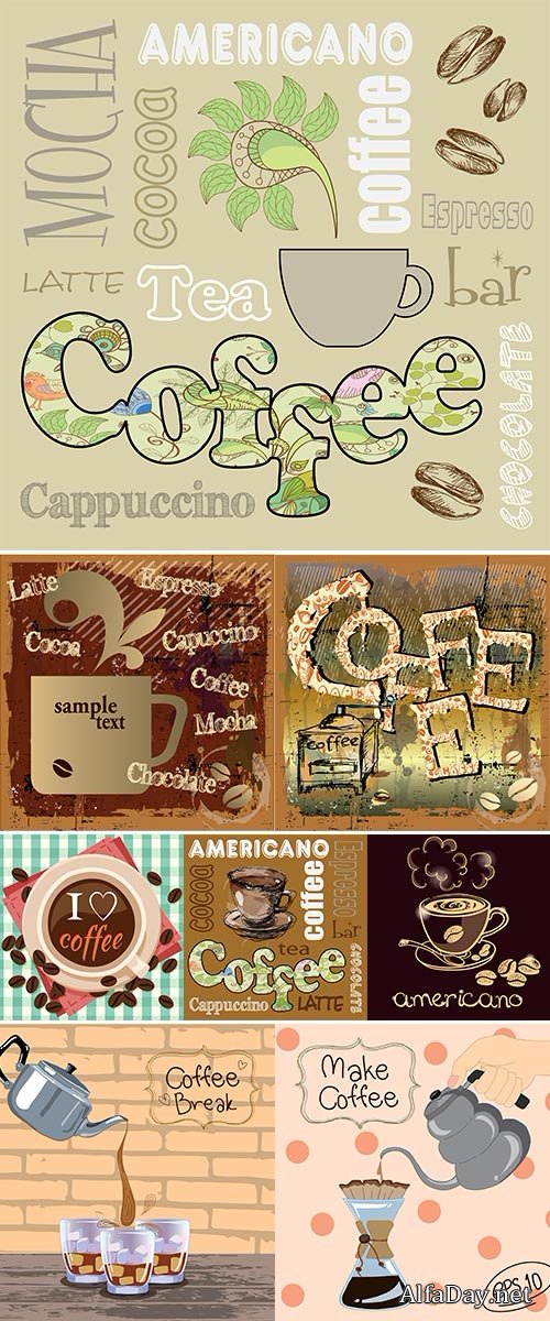 Stock Poster cup coffee with lettering i love coffee, Made in a modern style,Vector