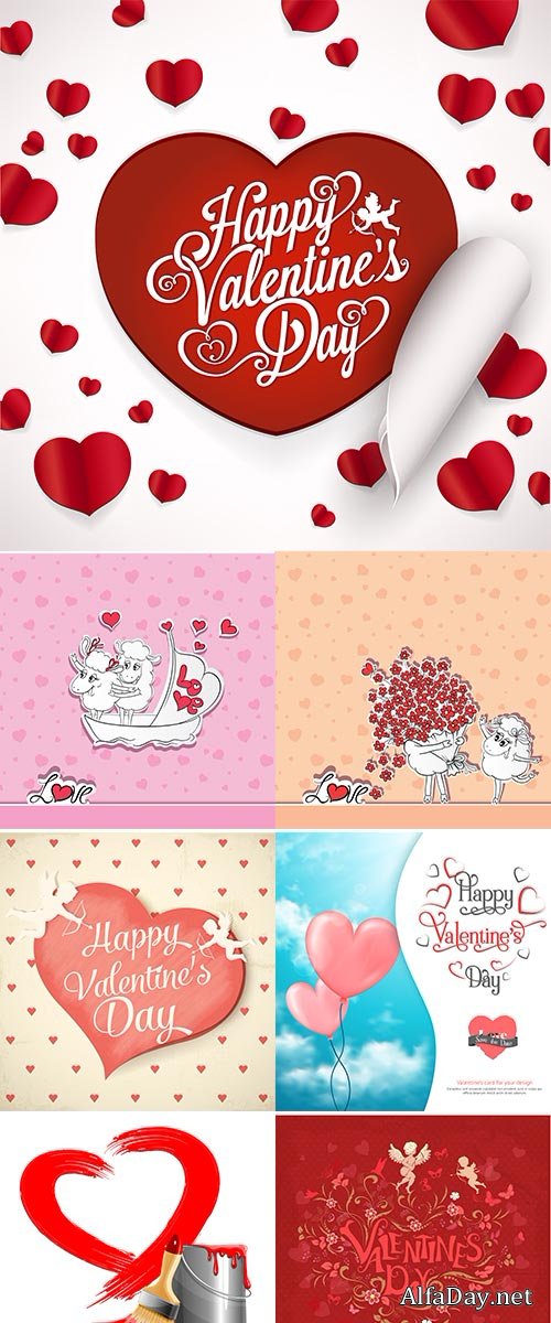 Stock Idea for greeting card with Happy Wedding or Valentine's Day, Vector illustration