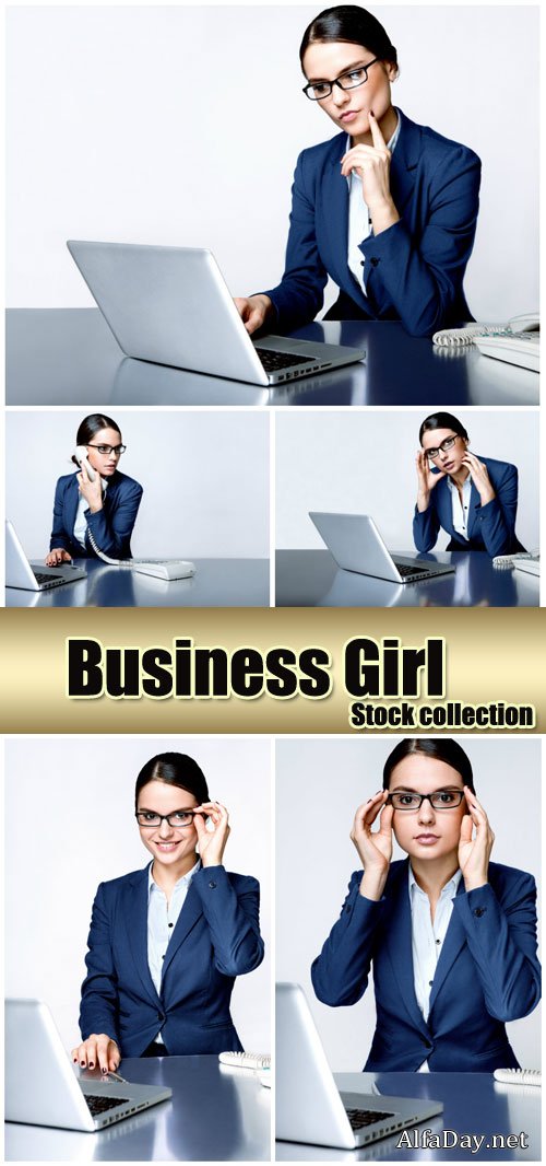 Business woman with a laptop - Stock Photo