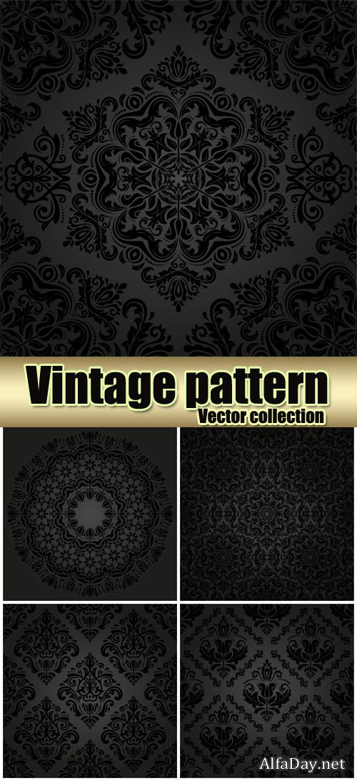 Vintage background with patterns, black backgrounds vector