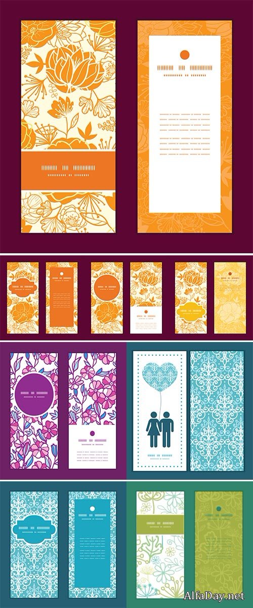  Stock Vector pattern invitation greeting cards set