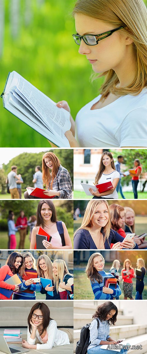 Stock Photo Outdoor portrait of a beautiful smiling student