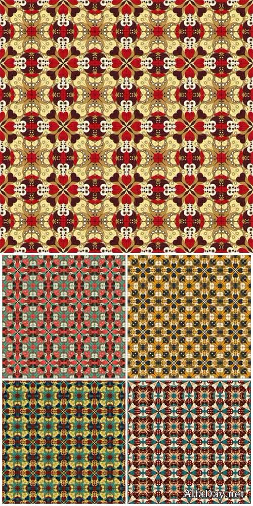 Vintage seamless patterns, vector colorful backgrounds