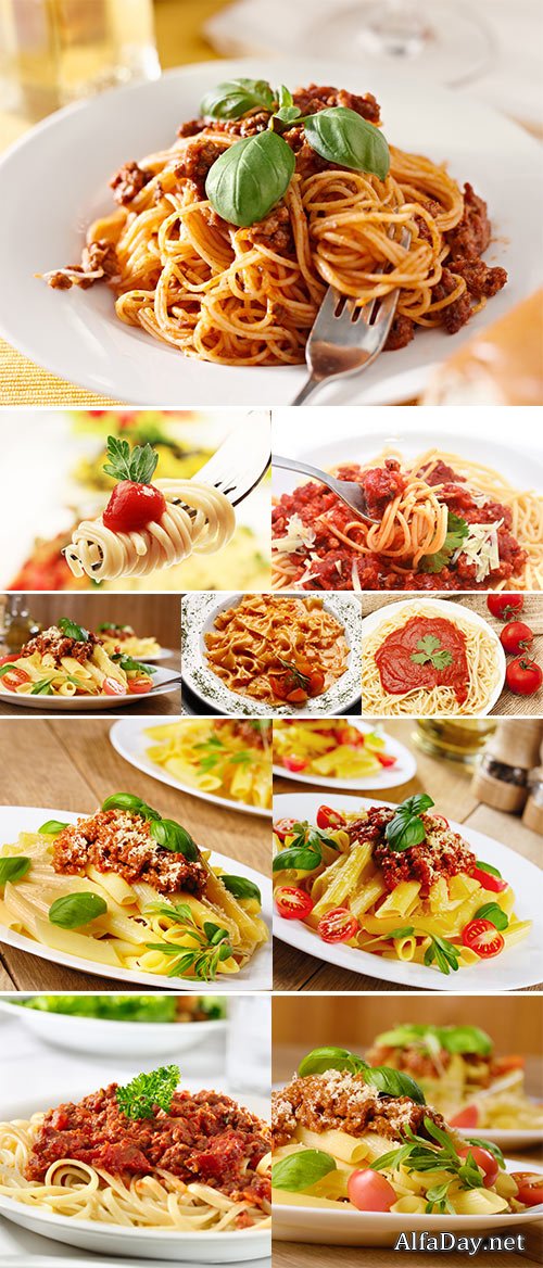 Stock Photo Whole wheat pasta with cherry tomatos and salmon