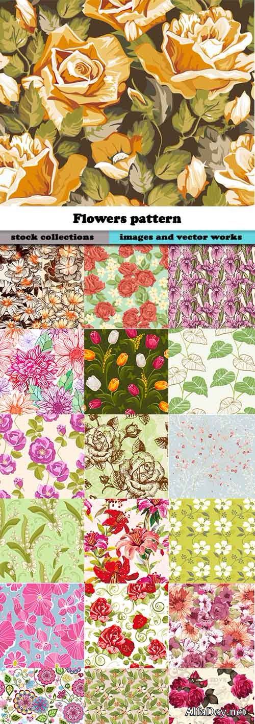 ��������� ��������� �������� ��������� ������� / Flowers patterns vector