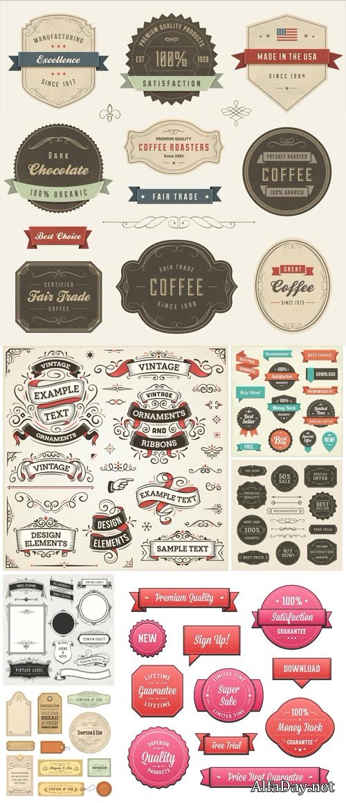 Labels vector, vintage