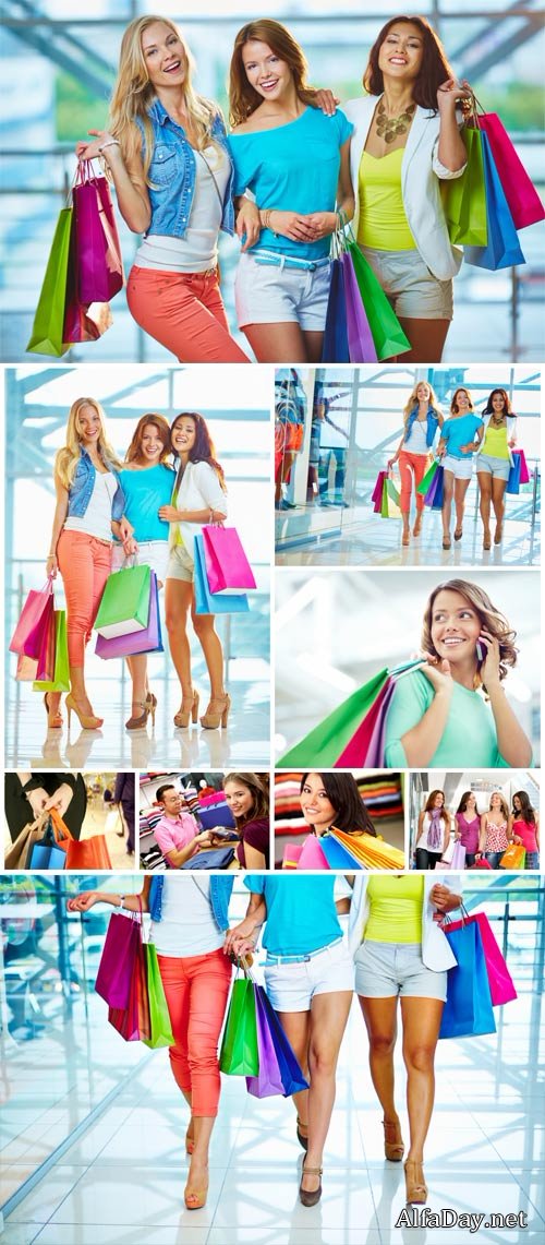 Fashionable girl and shopping - stock photos