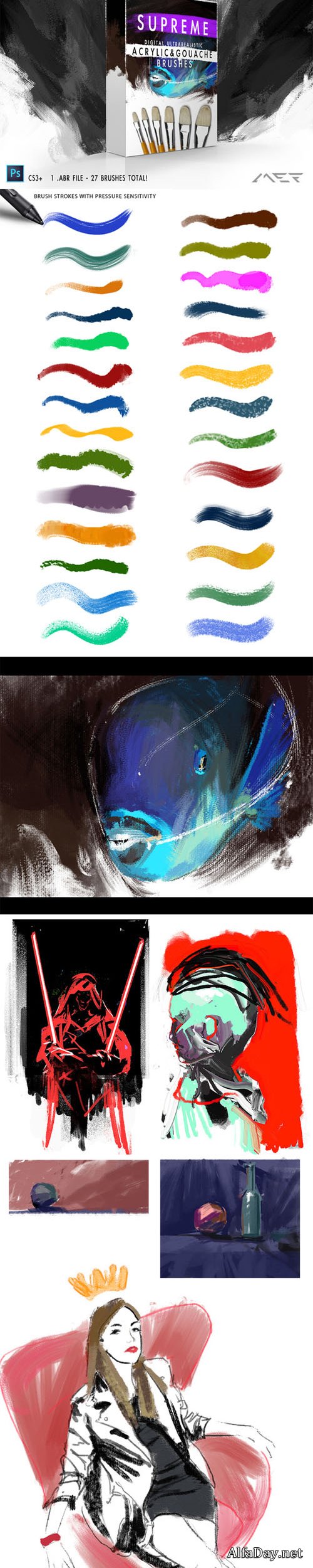 ����� ��� �������� �������� � ����� / Supreme Acrylic & Gouache Brushes for Photoshop