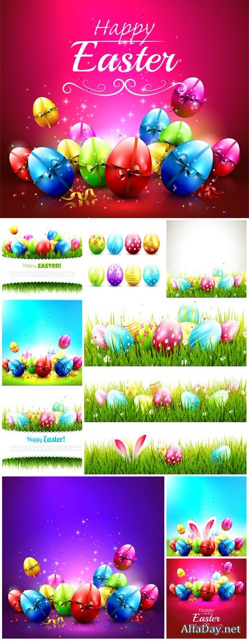 Easter backgrounds and banners vector, spring