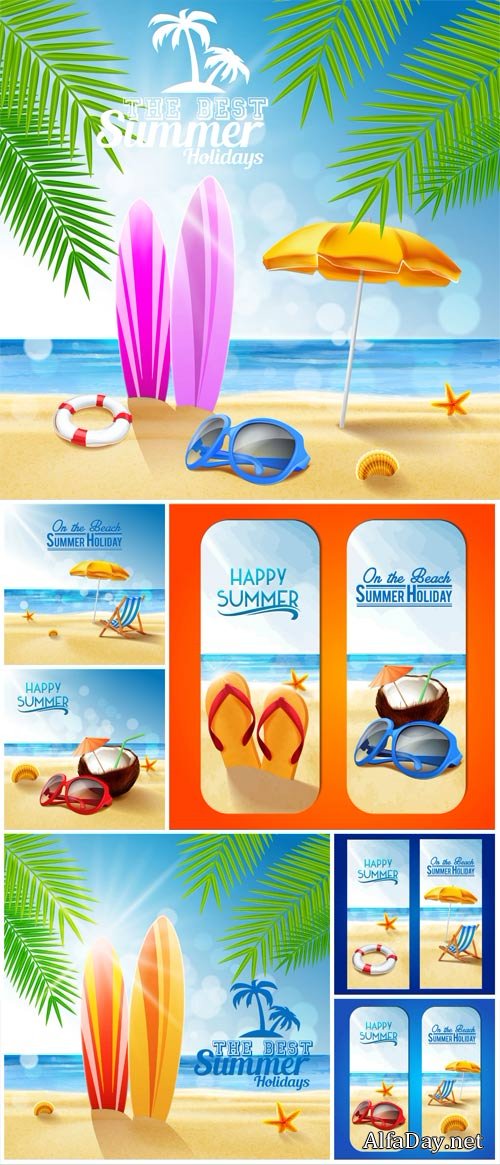 Summer vector holiday at sea, marine backgrounds