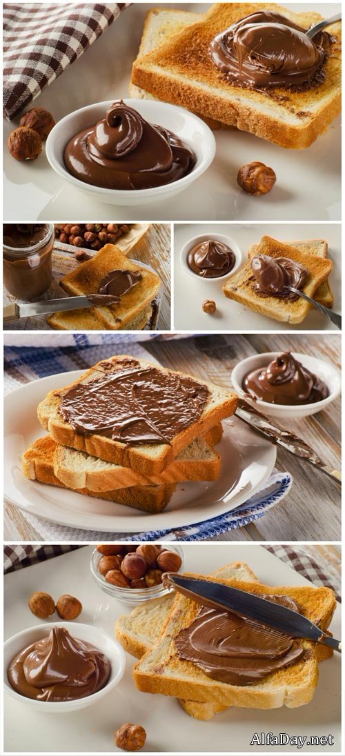 Toast with peanut butter - stock photos