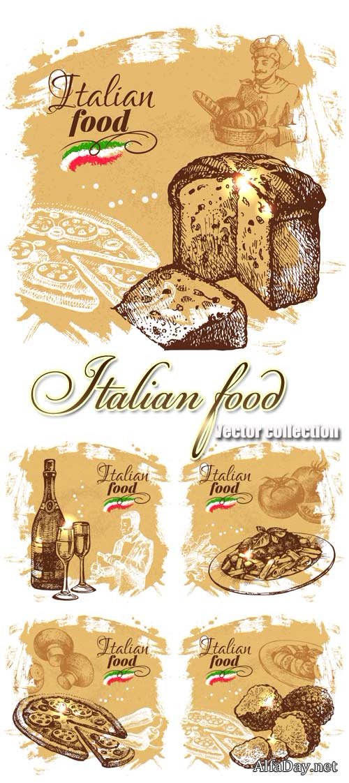 Italian food, vector backgrounds