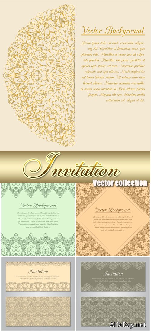 Invitation vector backgrounds with vintage pattern