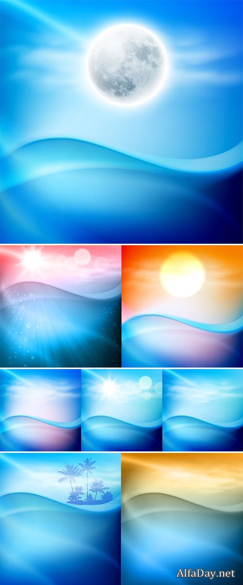 Stock: Water wave in sunny day