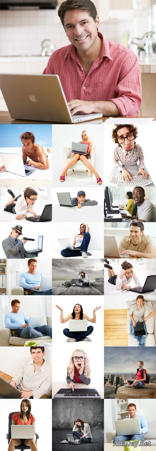 Users with computer Internet stock photos
