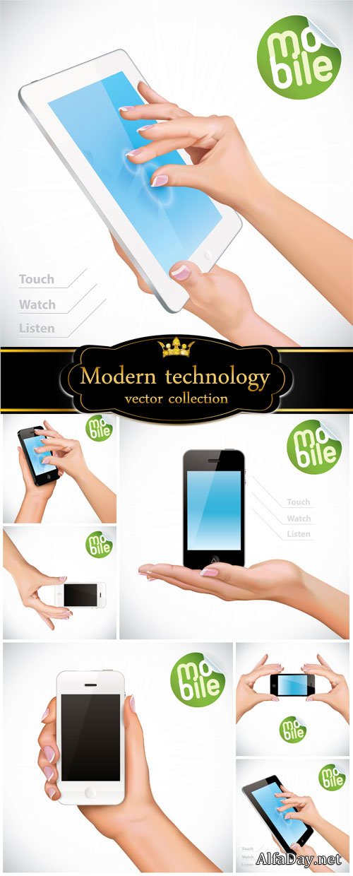 Mobile phones, modern technology vector