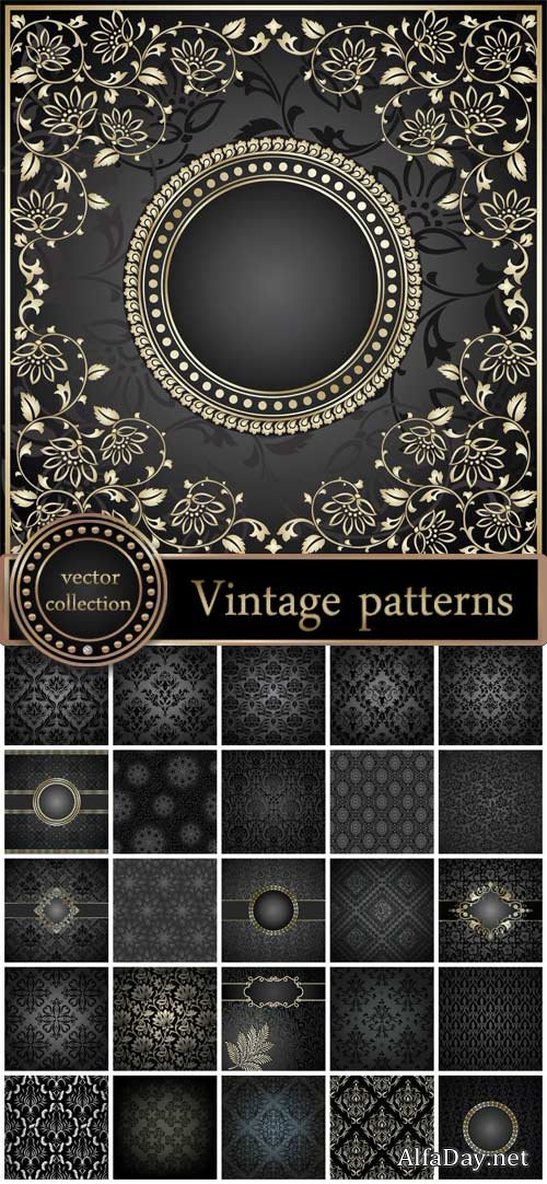 ��������� ����� �� ������ ���� ������ / Vintage pattern, black backgrounds vector