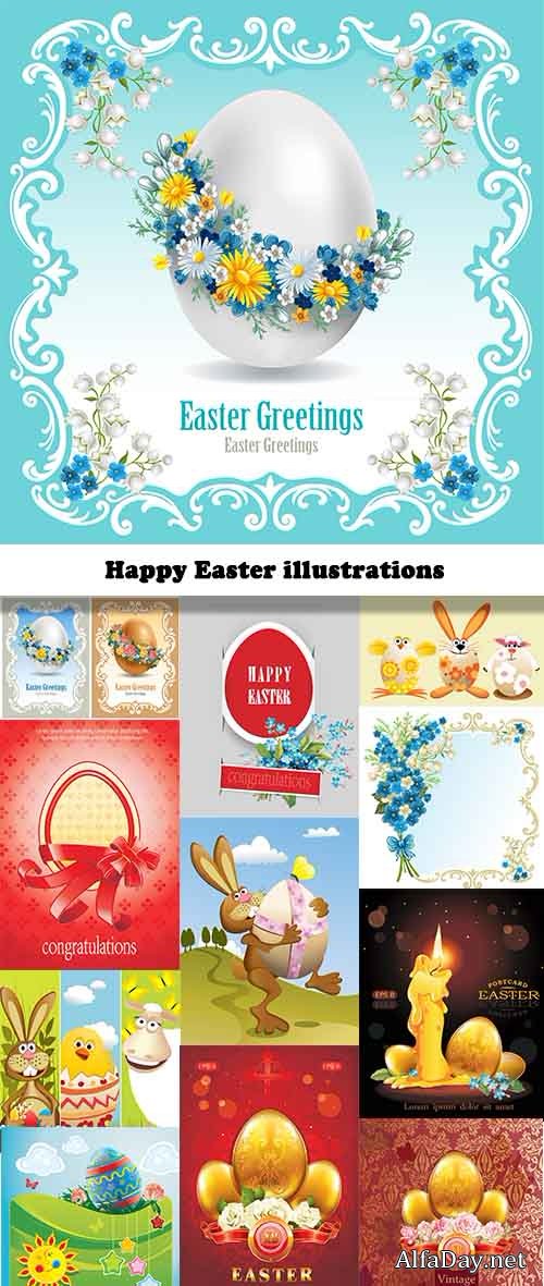 ��������� �������� ����� / Happy Easter vector illustrations