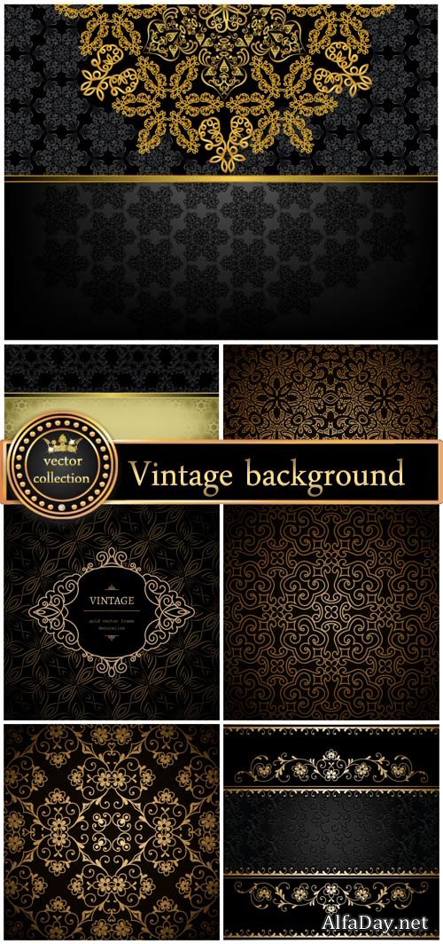 Black vintage backgrounds vector backgrounds with patterns