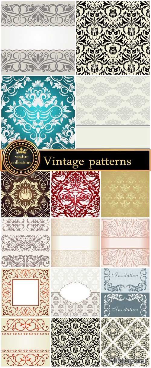��������� ��������� ����� - ��������� ������� / Vintage seamless vector patterns