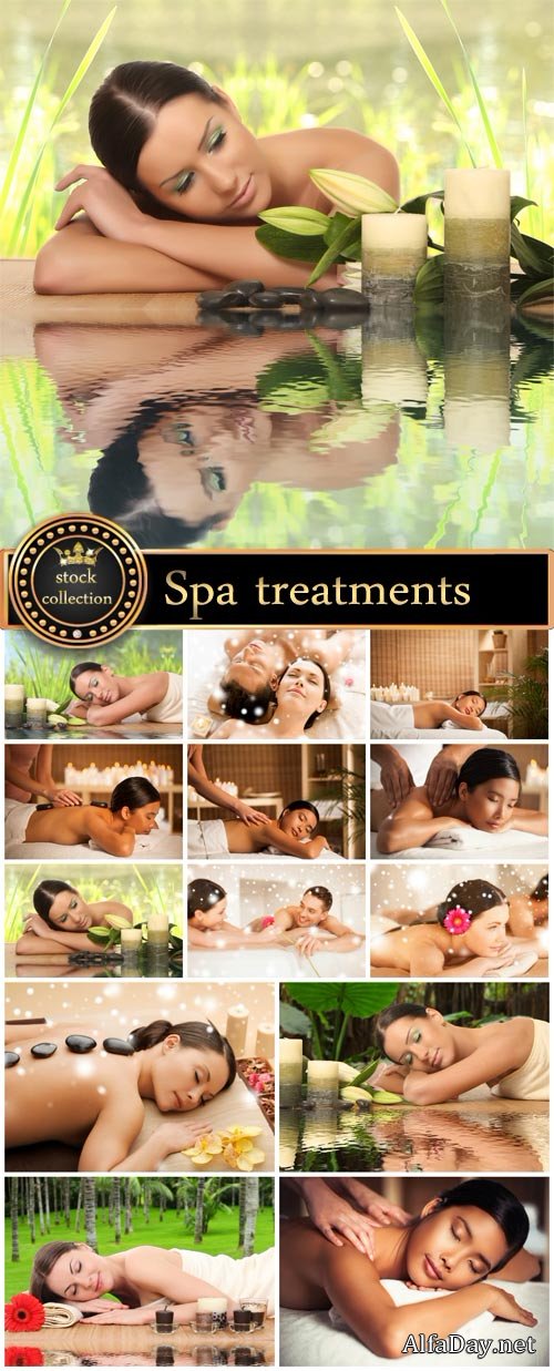Spa treatments, man and woman - stock photos