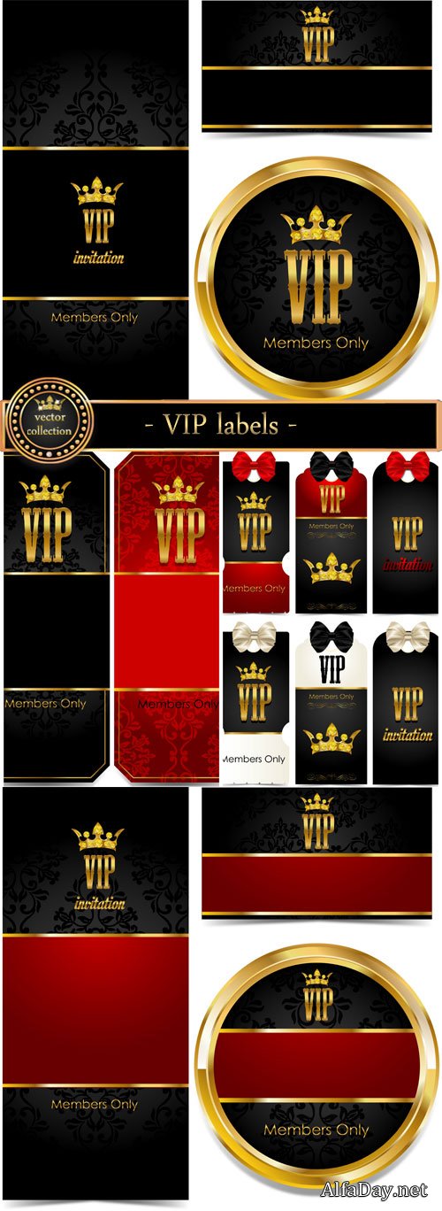 VIP labels in the vector with gold decoration