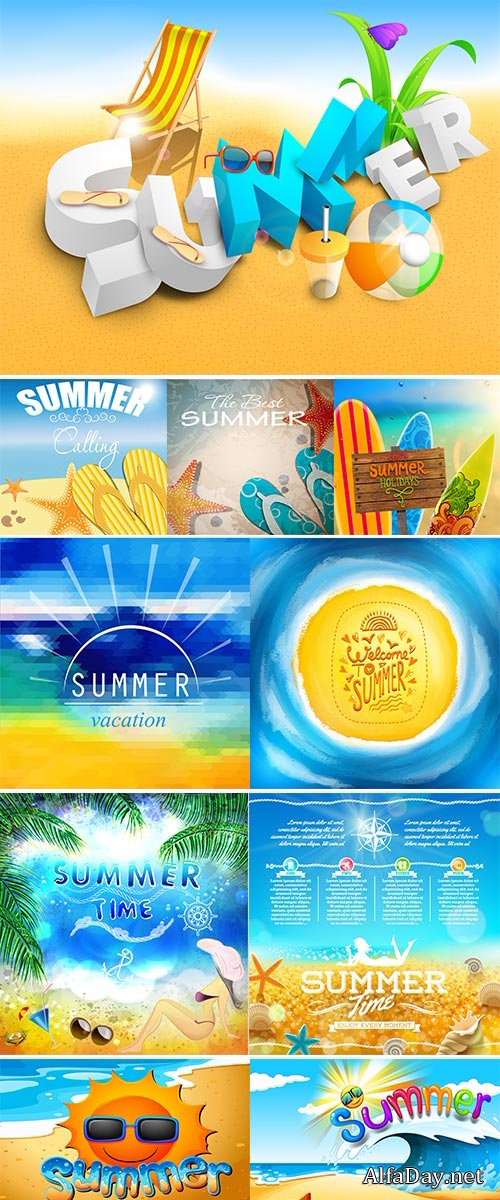  Stock: Summer vacation and travel design
