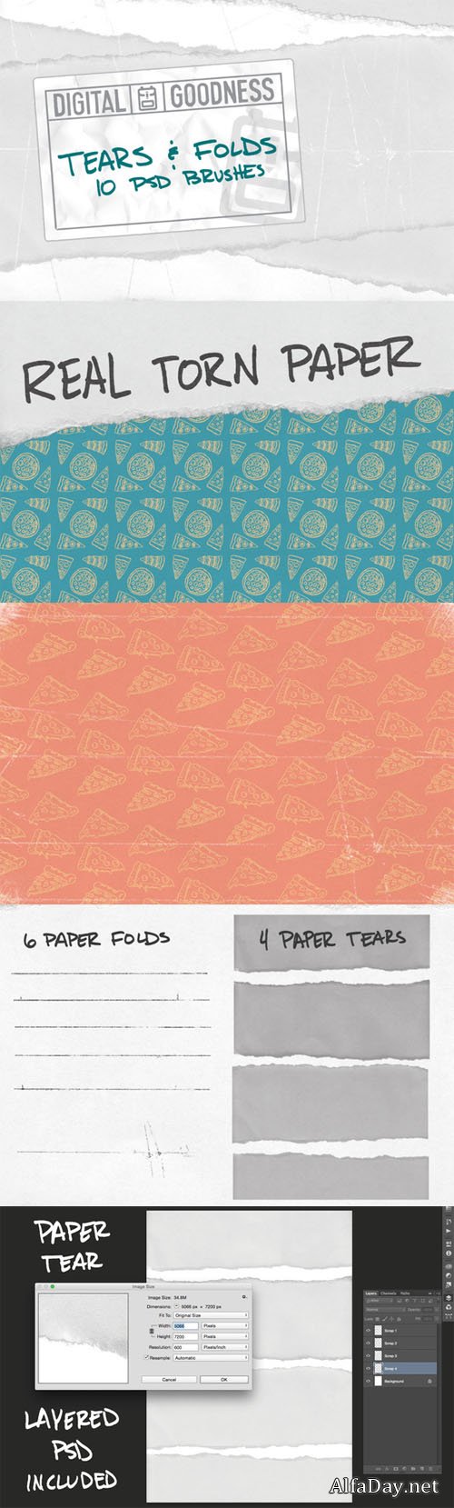 Tears and Folds PSD Brushes - Creativemarket 250274