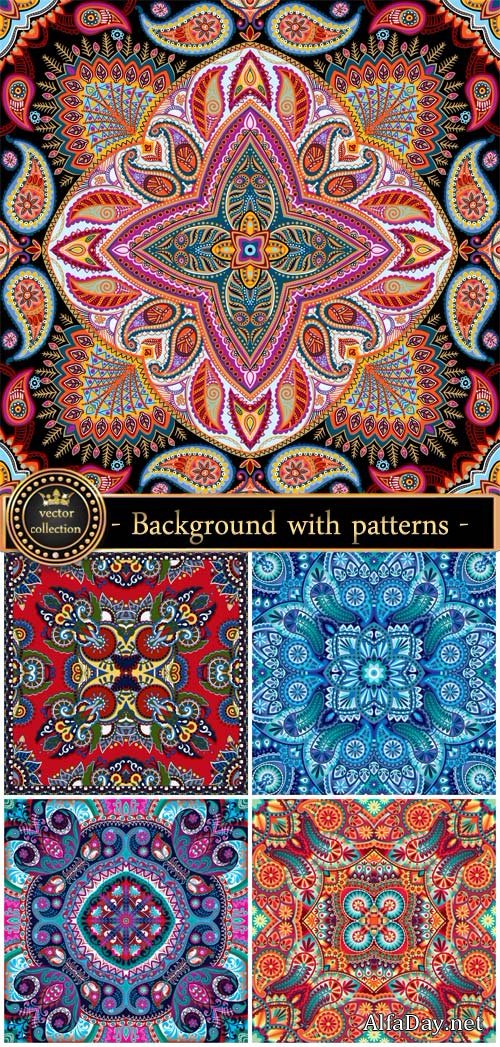 Vector background with patterns, beautiful floral patterns